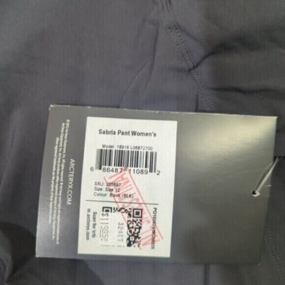 Arc'teryx Pants Women's 12 Black Sabria Lightweight Nylon Pull On Drawcord NWT - Picture 7 of 14